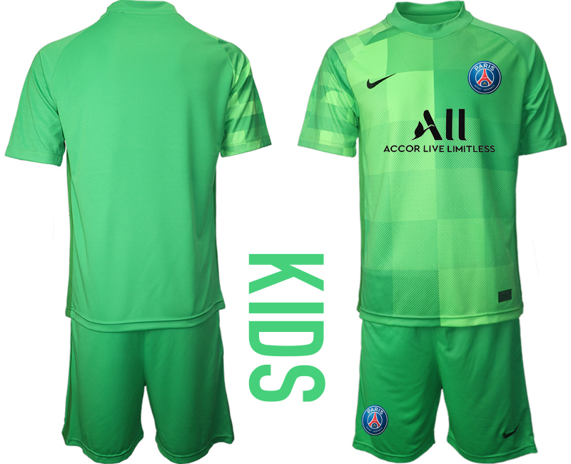 Cheap Youth 2021-2022 Club Paris St German green goalkeeper blank Soccer Jersey